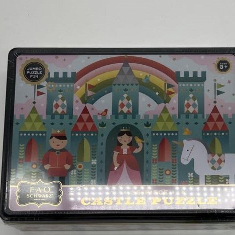FAO Schwarz Princess Castle Jumbo Size 36 Pieces Puzzle in Keepsake Tin NIB